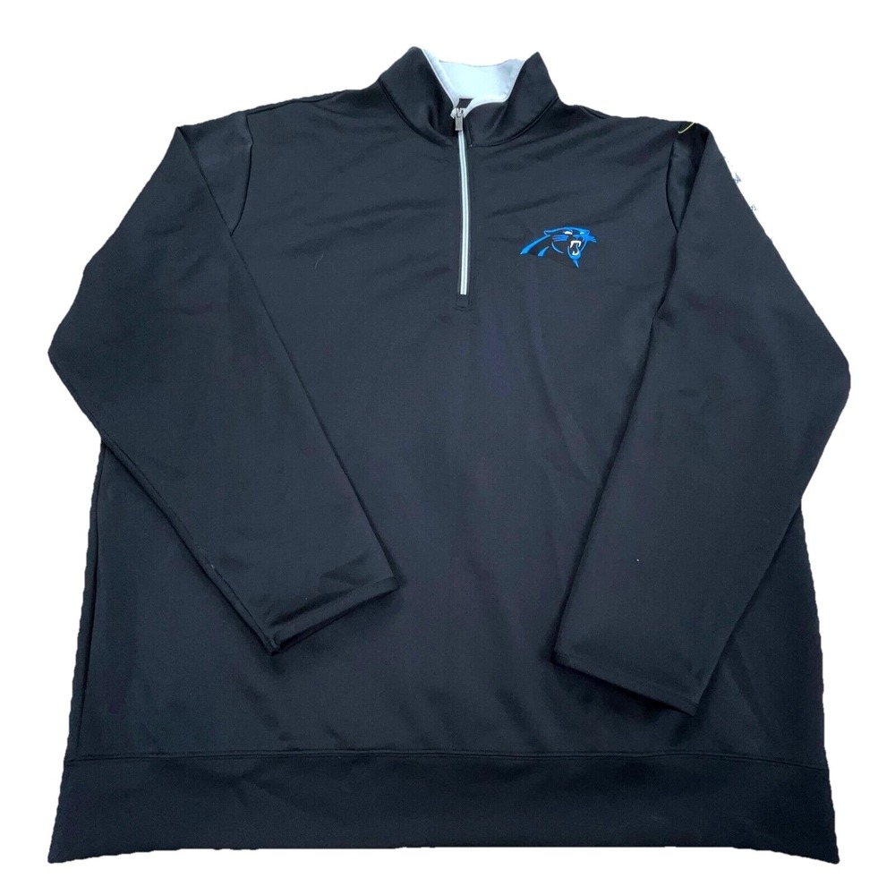 Carolina Panthers Sweater Men XXL 2XL Black Pullover 1/4‎ Zip Performance Golf